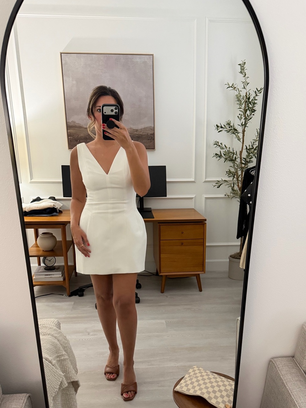 Express Elegant White V-Neck Mini Dress - Used Once